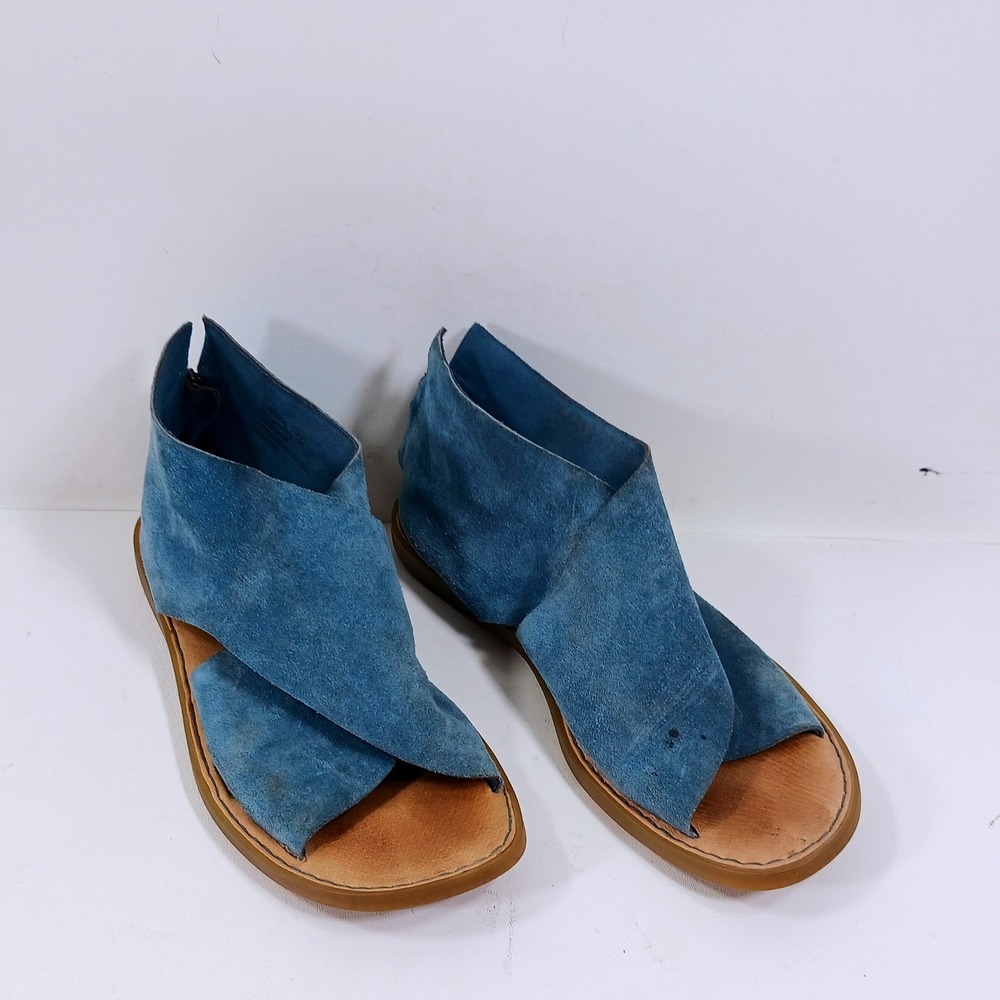 Born Blue Suede Flat Gladiator Sandals Rear Zip BR0018404 Womens 9M